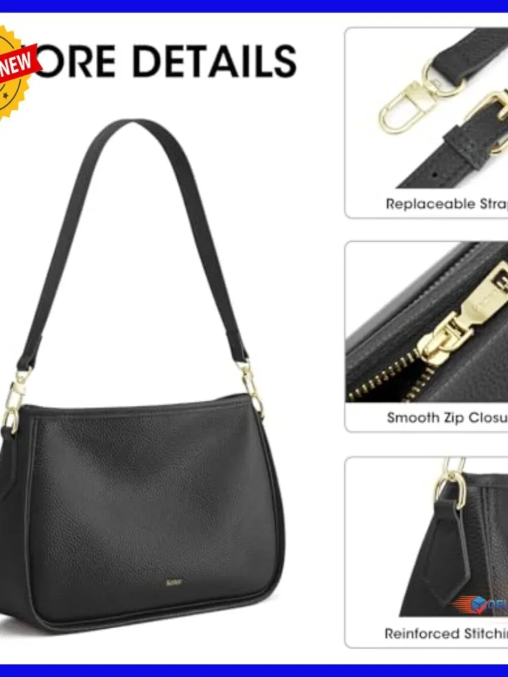 Medium Leather Hobo Crossbody Bag with 2 Removable Straps, Adjustable
